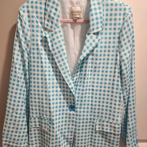 Stoosh Women's Light Blue Gingham Blazer